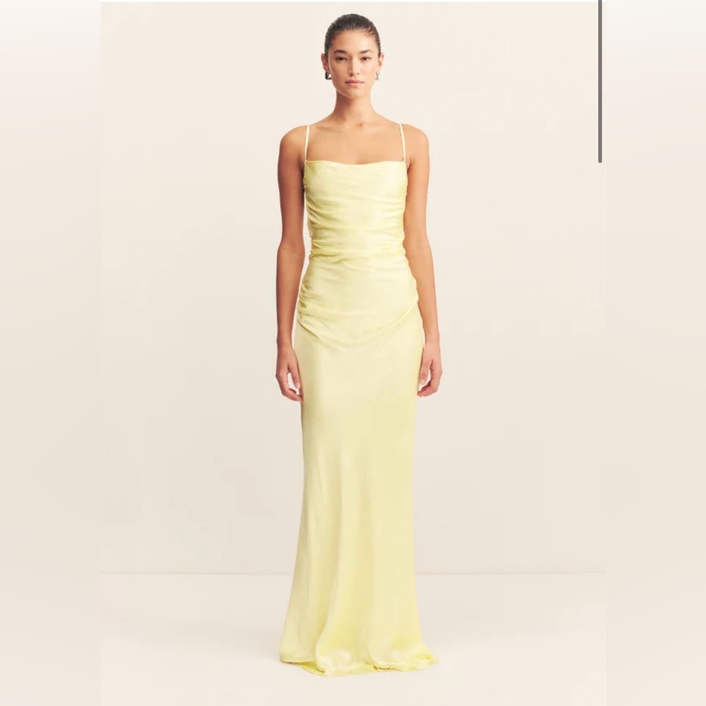 Shona Joy La Lune Lace Back Maxi Dress in Lemon